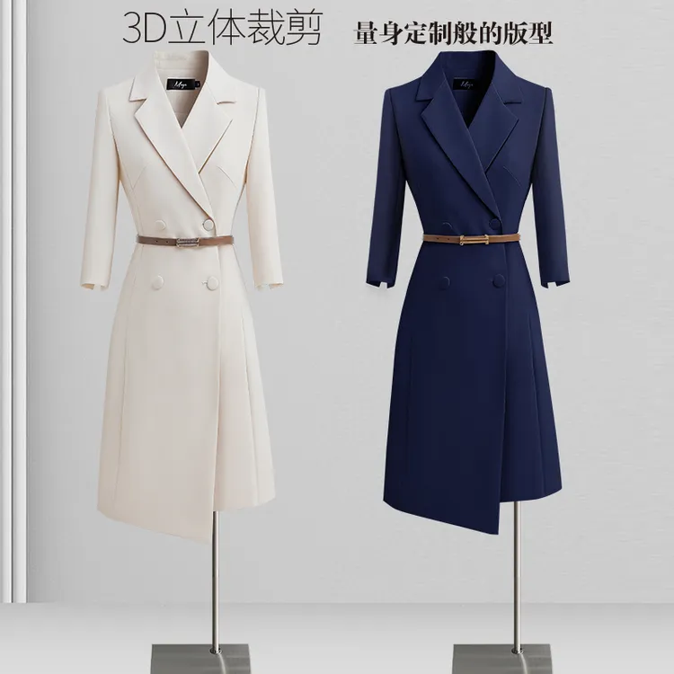 黑色西装连衣裙夏秋女士高级气质时尚修身职场通勤休闲上班西装裙