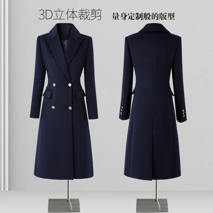 高级感羊毛大衣女秋冬中长款毛呢外套气质通勤物业案场客服职业装