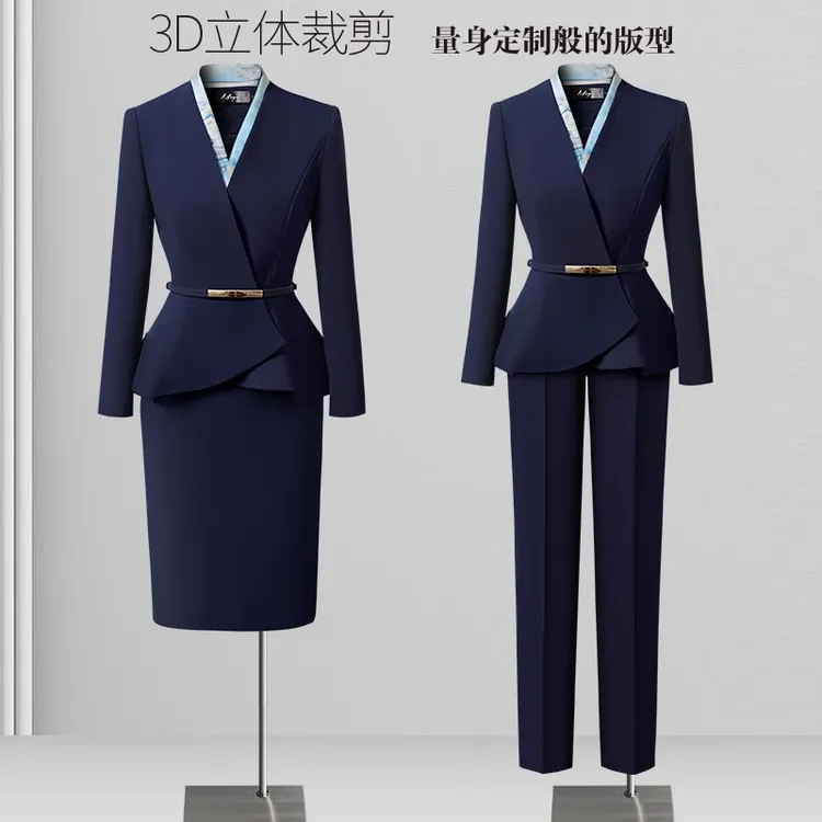 高级西服套装女秋季西装套裙酒店前台接待高端商务4S店案场面试