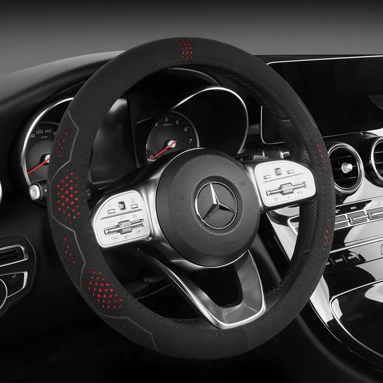 精选高档翻毛皮方向盘套把套超薄秋冬透气吸汗防滑耐磨四季通用