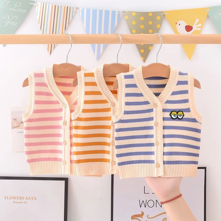 春秋婴儿马甲纯棉毛线坎肩 男女宝宝针织开衫外套新生儿背心毛衣