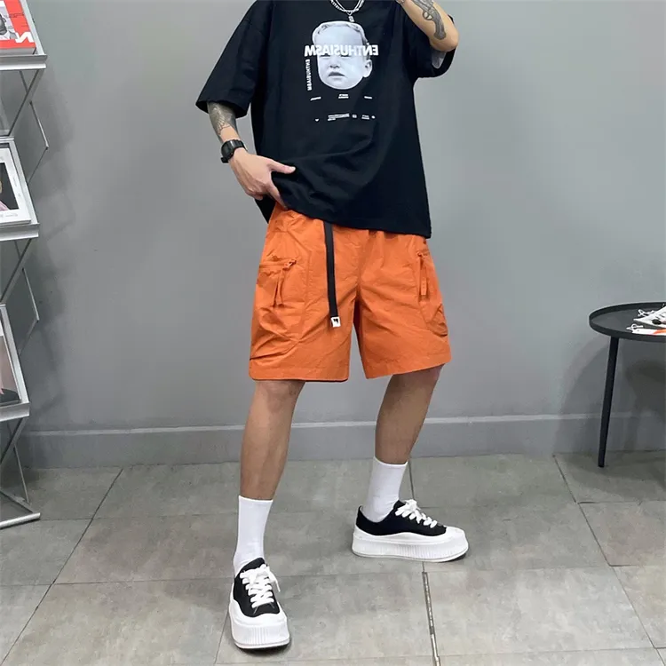 大风车夏季新款机能拉链口袋工装短裤男潮牌宽松休闲直筒五分裤