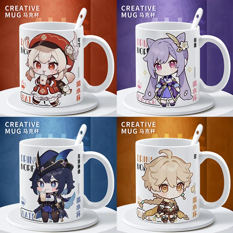 可莉Q版原神周边同人陶瓷马克杯高颜值动漫二次元喝水杯子带盖子