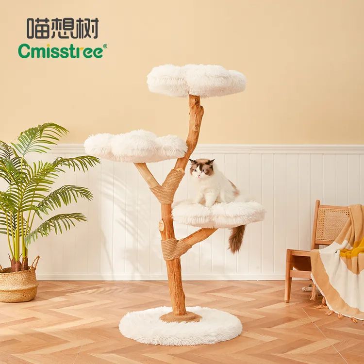 【达人专属】喵想树猫爬架猫窝猫树一体 大型三层实木猫爬架可拆洗