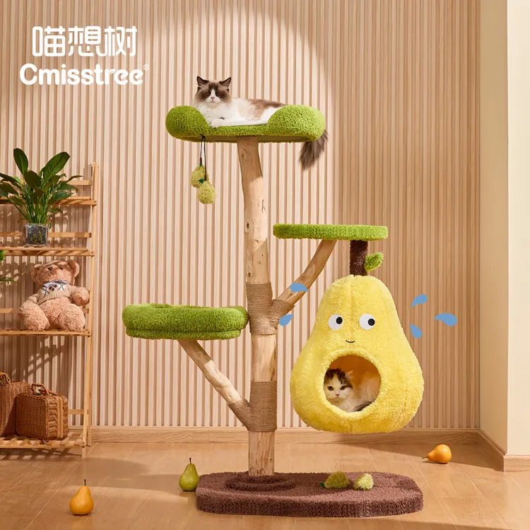 【达人专属】喵想树无鸭梨四季通用实木猫爬架猫窝猫树一体 猫玩具