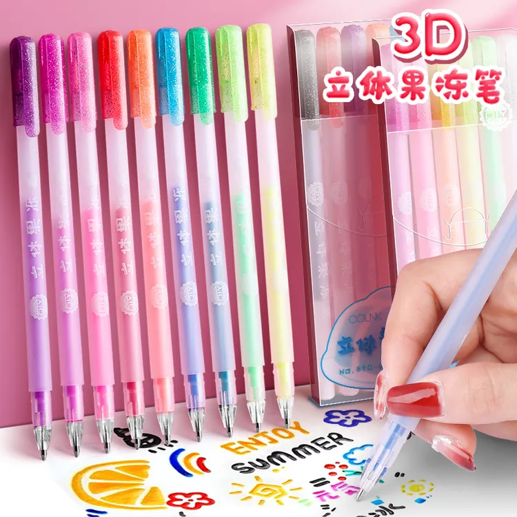 立体果冻笔3D可爱彩色创意少女心DIY手账笔学生网红绘画记号笔