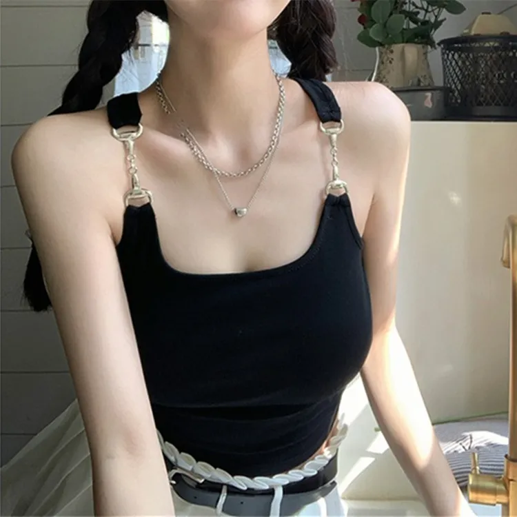 设计感性感甜辣风吊带夏季显瘦辣妹网红别致设计感修身打底上衣