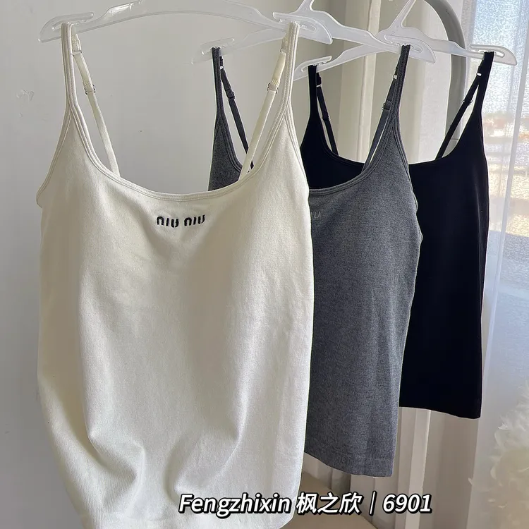 枫之欣6901细带一体杯吊带背心女聚拢透气字母美背内搭修身上衣秋