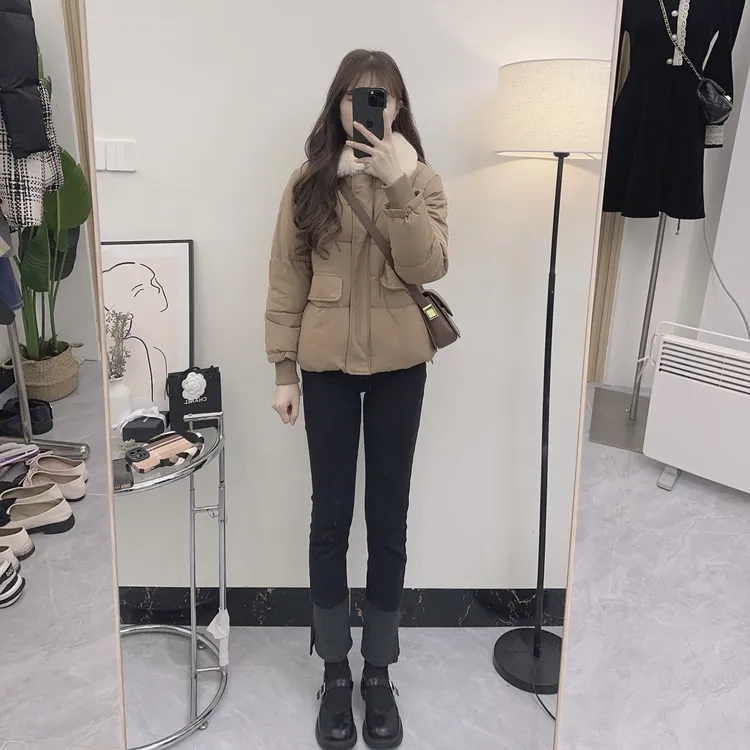 【宝儿定制】韩版冬季加厚休闲时尚外套保暖百搭棉服女士(卡其显白)