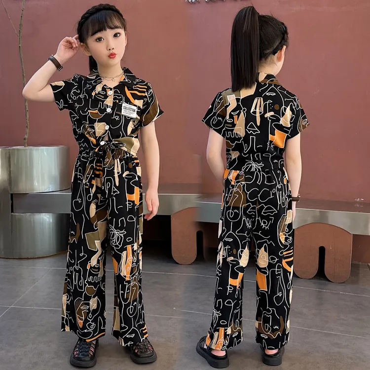 女童套装夏季薄款中大童2025新款洋气儿童韩版夏装女孩时髦两件套