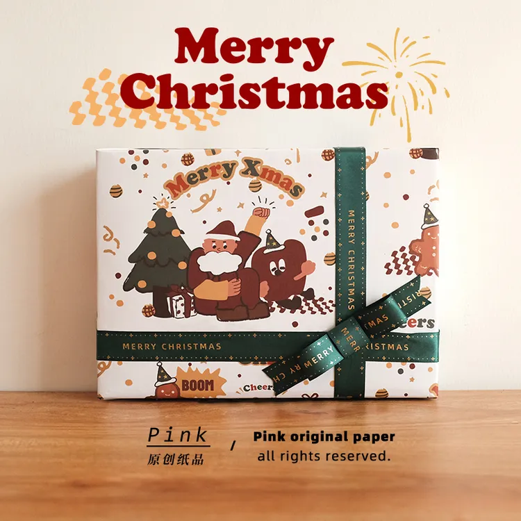 圣诞新品/圣诞派对礼品礼物圣诞节红色情人情侣礼盒卡通包装纸