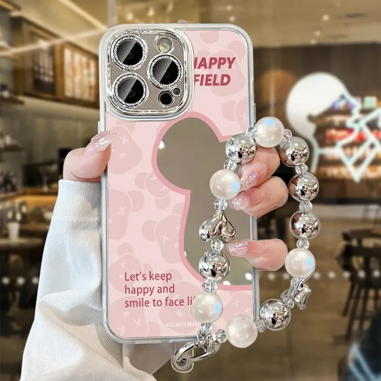 补妆镜面适用苹果16promax手机壳新款iPhone外壳15可爱卡通14plus