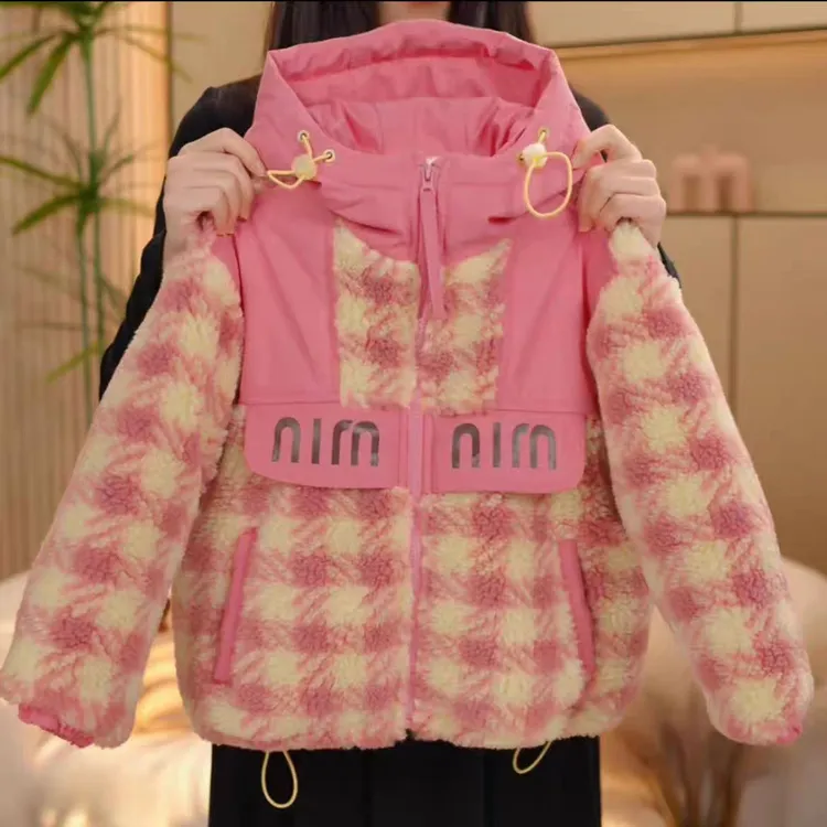 女童装秋冬装棉衣2025新款儿童加厚加绒毛毛衣中大童连帽洋气棉服