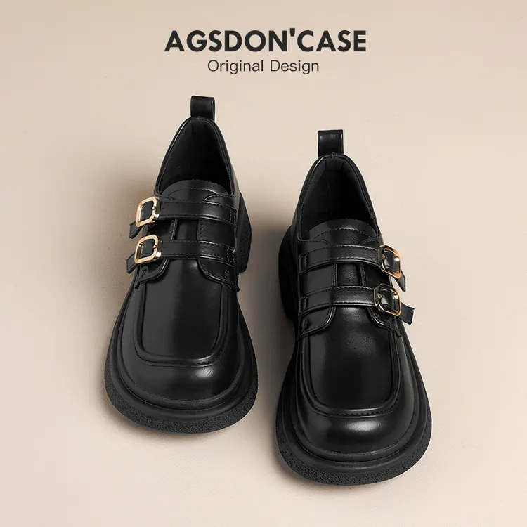 奥古狮登黑色乐福鞋女2025新款秋季厚底英伦风学院风日式jk小皮鞋