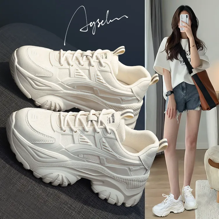 奥古狮登厚底老爹鞋女2025新款夏季透气网面鞋百搭轻便小白运动鞋
