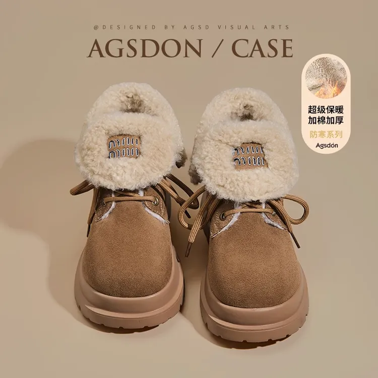 /奥古狮登加绒马丁靴女冬季雪地靴2025新款厚底保暖棉鞋百搭时尚Q