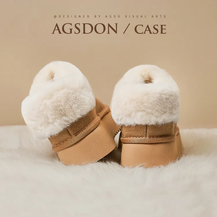 奥古狮登雪地靴女款冬季2025新款爆低帮加绒加厚毛毛鞋东北棉鞋xx