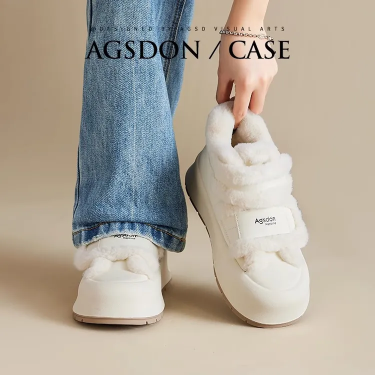 ~奥古狮登雪地靴女2025新款秋冬保暖棉鞋百搭加绒小白鞋高帮板鞋W