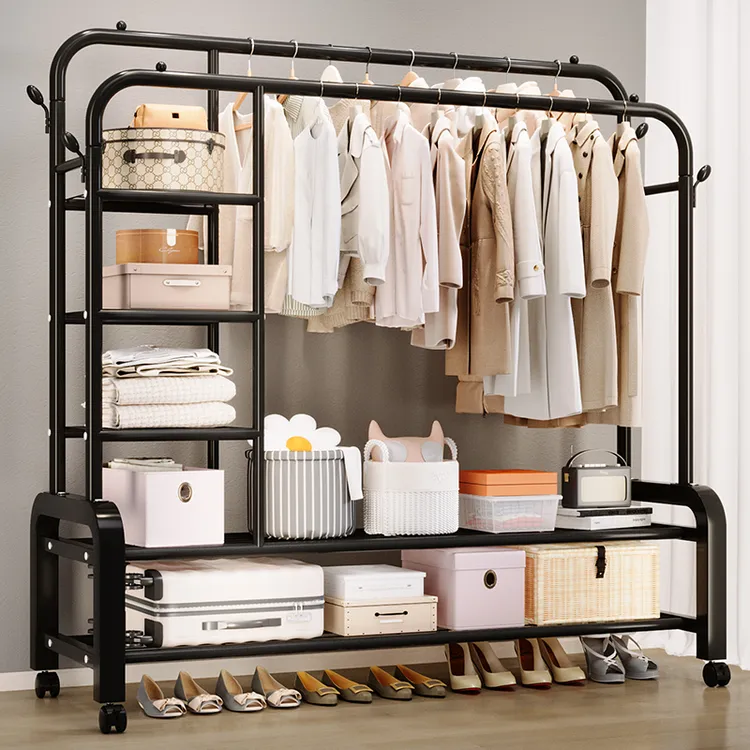 多功能落地衣帽架家用简易阳台晒衣卧室衣架落地挂衣架架子落地式