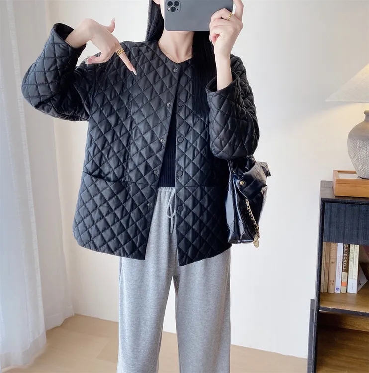 2023秋冬季新款海宁真皮皮衣女休闲宽松圆领皮夹克绵羊皮羽绒外套