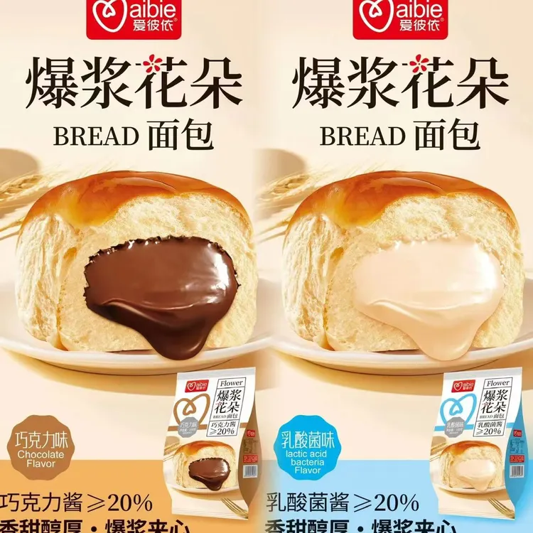 爱彼依爆浆花朵面包108g*12包