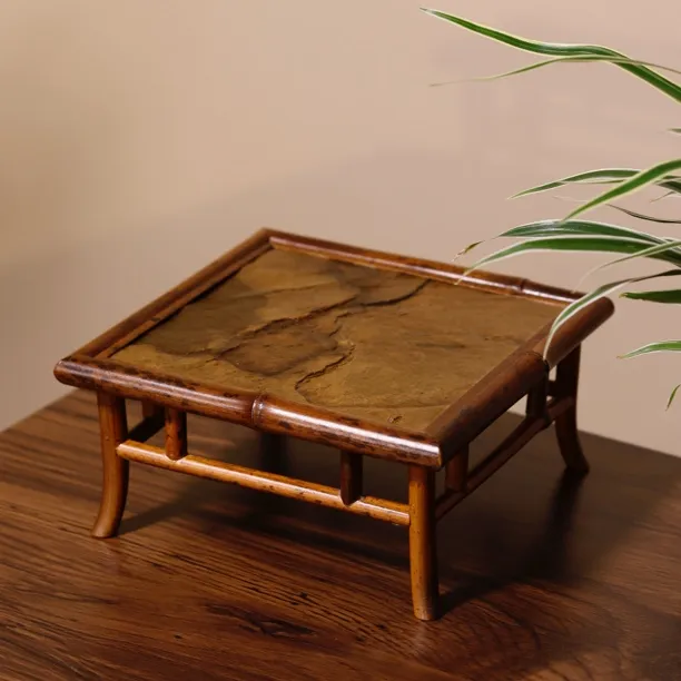 梅鹿竹茶盘岩石小茶台中式茶几茶案展示架置物架盆景架子摆台