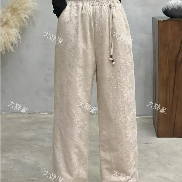 2472新款新国风夹棉阔腿裤（裤长94左右）