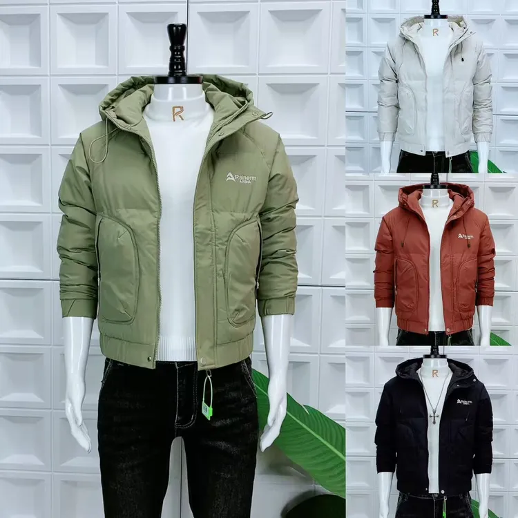 2024冬季新款棉衣男士修身外套休闲连帽纯色加厚保暖棉袄棉服男潮