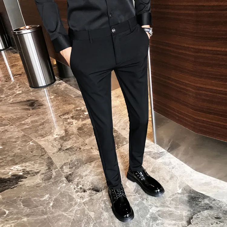 高端西装裤子男士2025秋季新款九分休闲长裤小脚直筒商务修身西裤