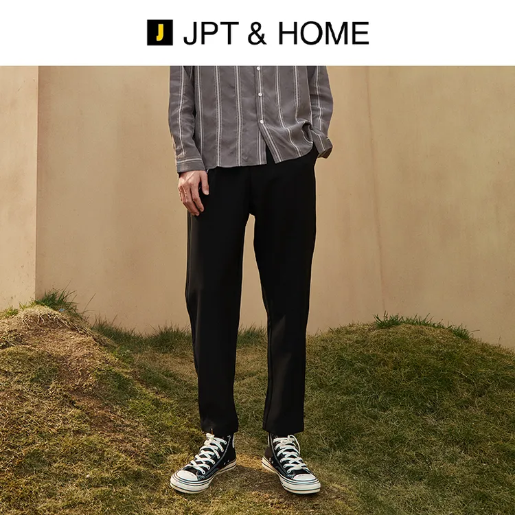 JPTHOME秋季都市男士商务休闲裤链装饰合体直筒休闲裤2111200015