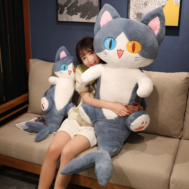 卡通异瞳眼鲨鱼猫咪抱枕毛绒玩具鲨猫公仔女生布娃娃闺蜜生日礼物