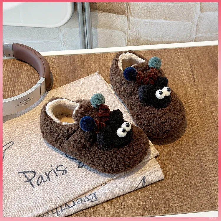儿童软底加绒保暖毛毛鞋2025冬季新款卡通潮款户外防滑男童女童鞋