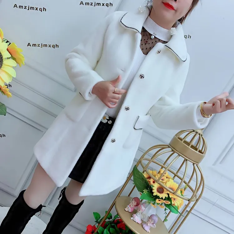 秋冬韩版新款中长款小香风时尚毛呢洋气外套修身气质减龄百搭大衣