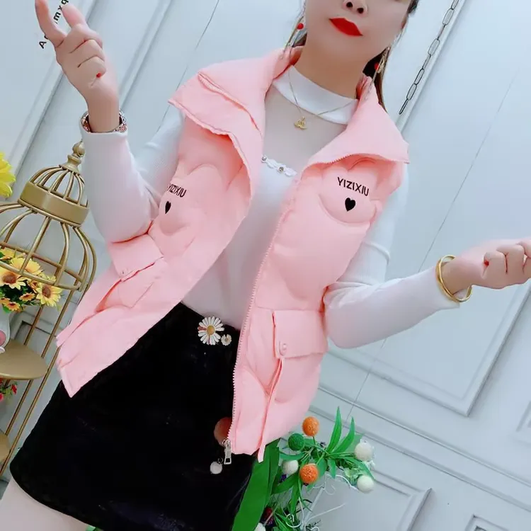 秋冬季新款洋气棉马甲女短款韩版无袖加厚马夹背心百搭时尚外套女