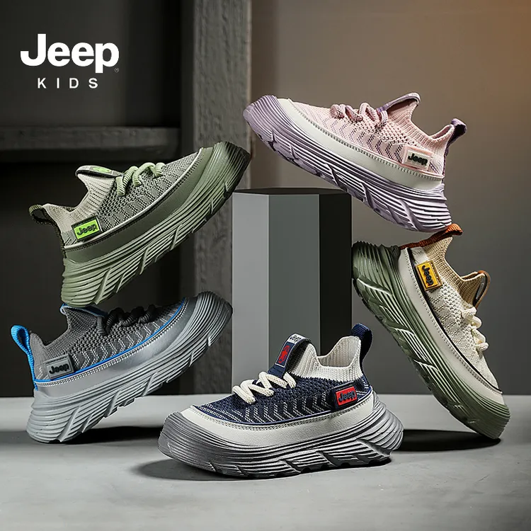 jeep儿童鞋秋季潮款免系带情侣男女童运动鞋软底透气休闲跑步鞋