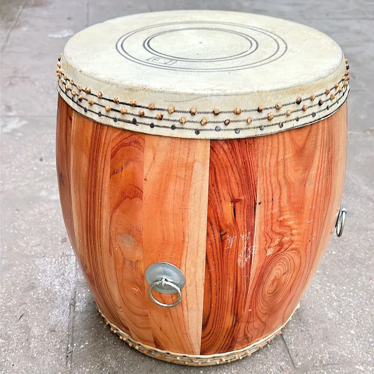 纯手工鼓9/10/12/14/16/18寸红白鼓竹钉鼓高鼓牛皮大鼓