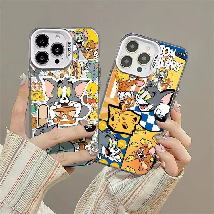 ins风猫和老鼠苹果手机壳苹果15promax情侣高颜值12pro彩银壳13