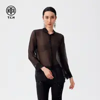 【fangfang专属】TCH轻奢秋季新款气质立领轻薄印花衬衫T72C136011