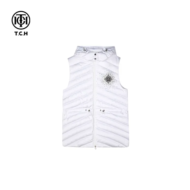 TCH 烫钻保暖连帽马甲25秋冬新款压纹背心外套潮T72D258005