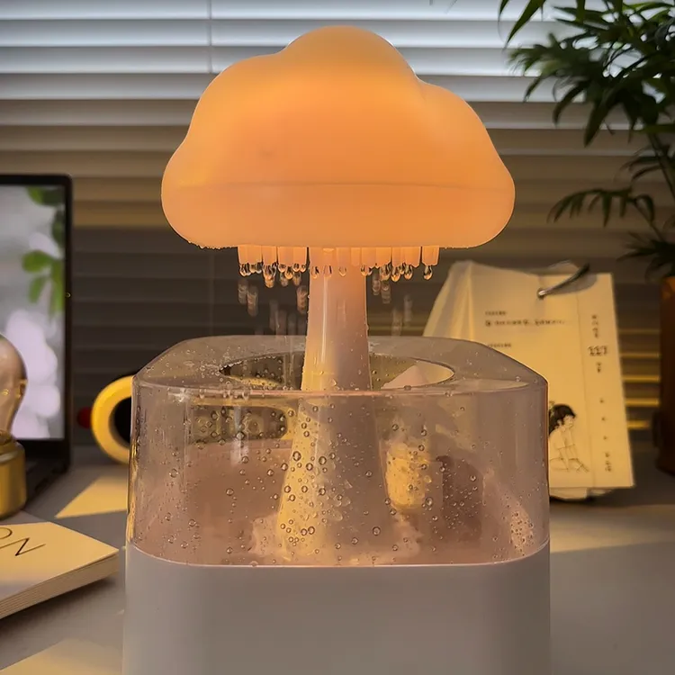 创意下雨蘑菇云朵小夜灯香薰雨滴加湿器雾化助眠送朋友闺蜜礼物