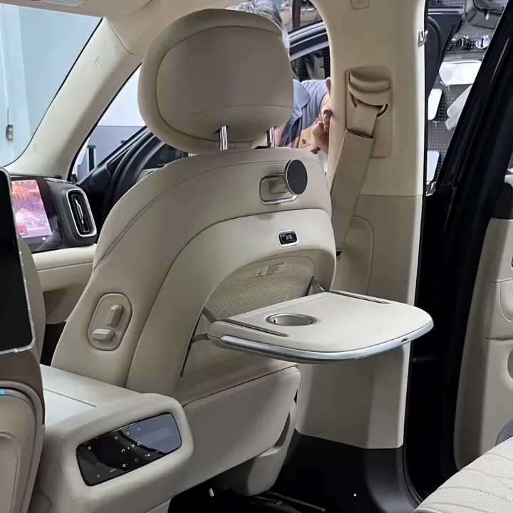 适用于问界M9专用电动小桌板松露棕商务二排多功能折叠桌板内饰