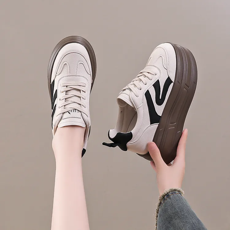 内增高8CM厚底休闲鞋女2024秋季新款百搭拼色小个子超轻运动板鞋
