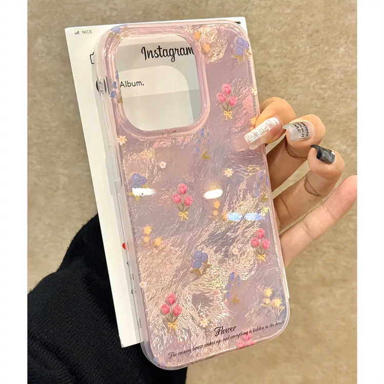 趣味壳ins少女粉碎花适用iPhone16手机壳13苹果15华为vivo小米opp