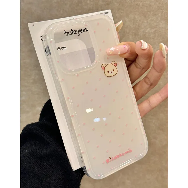 趣味壳ins波点轻松熊适用iPhone16苹果13promax手机壳15/14软11女