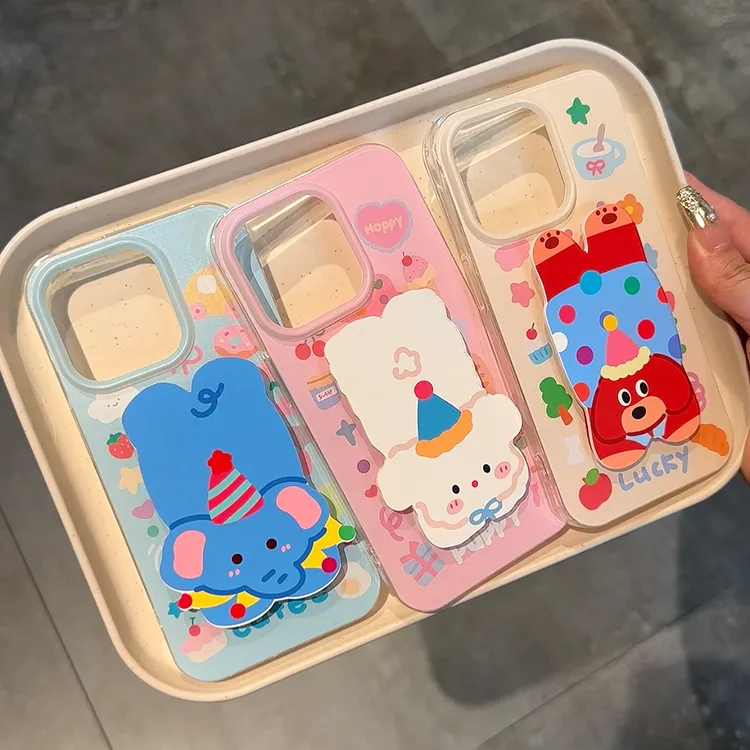 趣味壳软萌可爱趴趴动物适用iPhone15苹果16promax支架13手机壳14