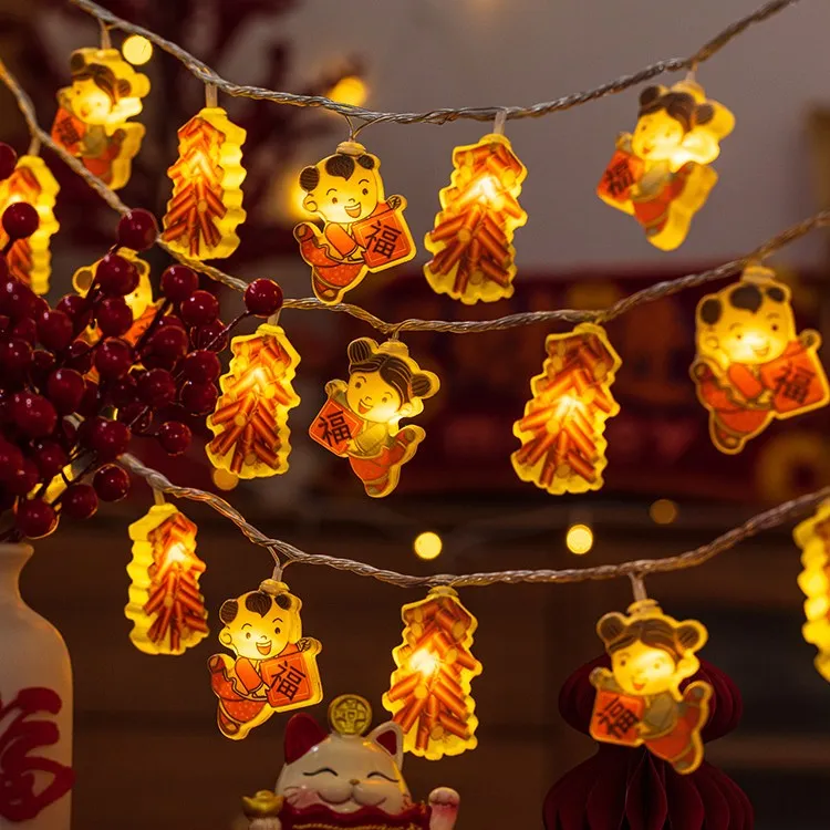 2026新年装饰福字鞭炮春节led小彩灯闪灯串灯过年氛围灯马年布置
