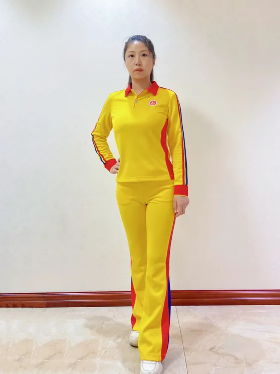 佳操服·2024新款高档蛋黄色户外运动运动修身显瘦南韩丝长袖套装