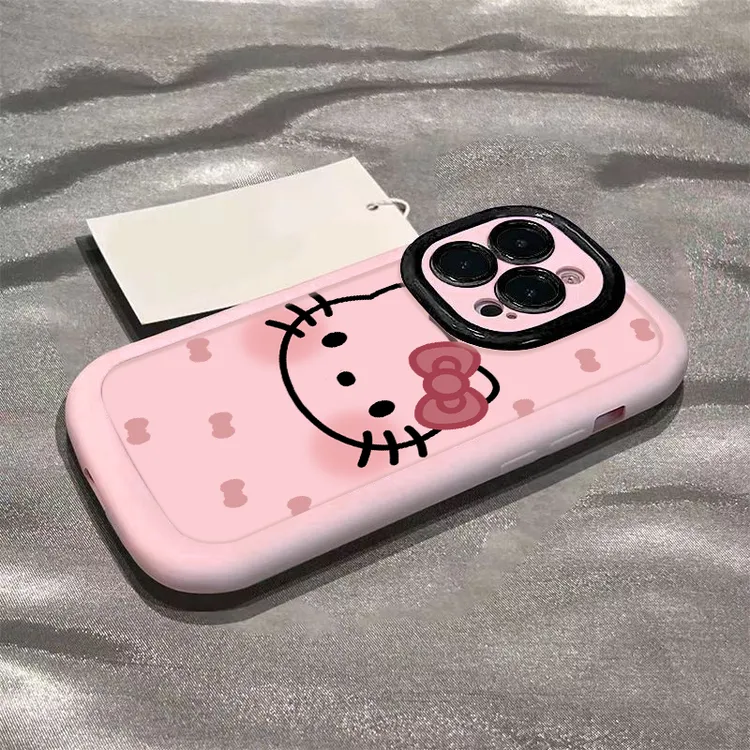 粉色KT猫苹果14promax手机壳iPhone13/12软壳x女款11全包防摔15新