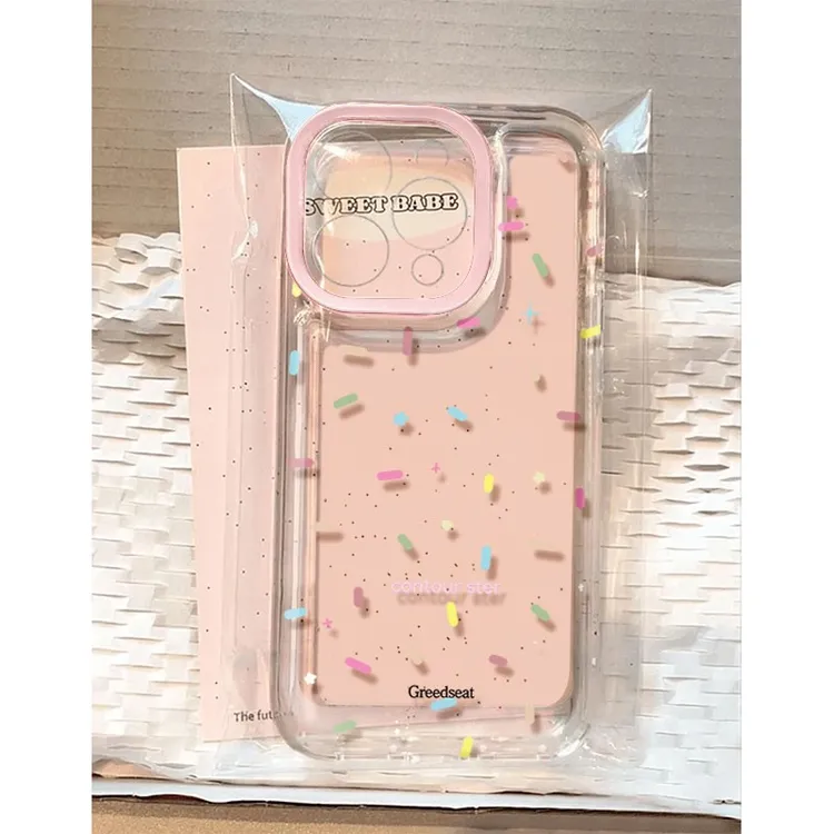 英文彩条适用iPhone15苹果14趣味13promax手机壳12透明镜框11防摔