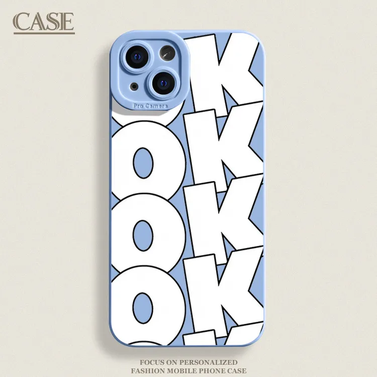 OK英文iPhone15ProMax手机壳14苹果13硅胶12全包78p男女11xs/xr